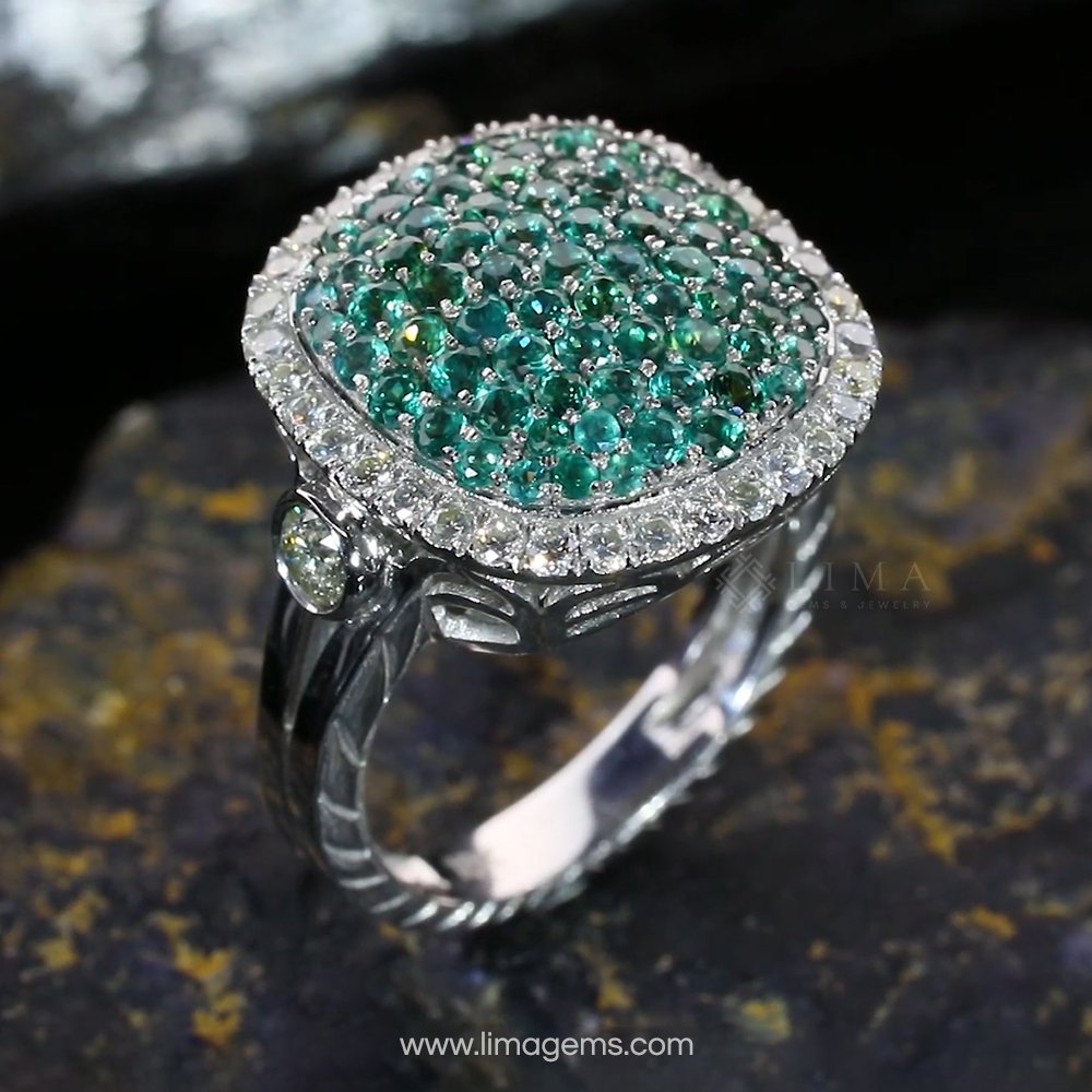 Natural Alexandrite Ring | 18K White Gold with Diamonds | 7.21 gm